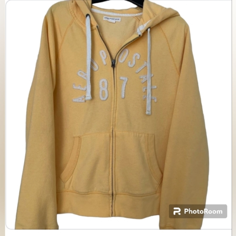 Aeropostale Full Zip Hoodie Honeycomb Yellow w/ White Logo